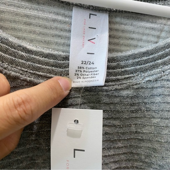 Lane Bryant Gray Ribbed Crew Neck Sweater NWT - Picture 4 of 7